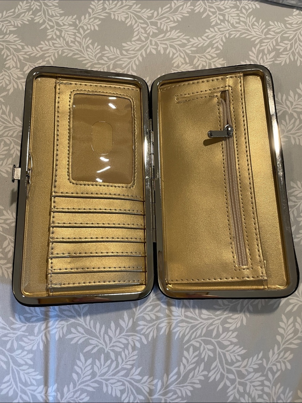 Black with Gold Metallic interior Clutch Wallet with Card Slots